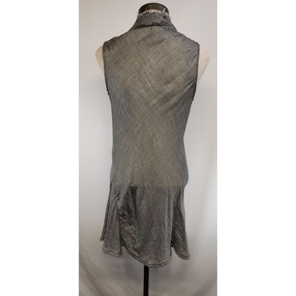 Hazel Brown Sleeveless Fringed Grey Cardigan Size Small - Picture 4 of 7